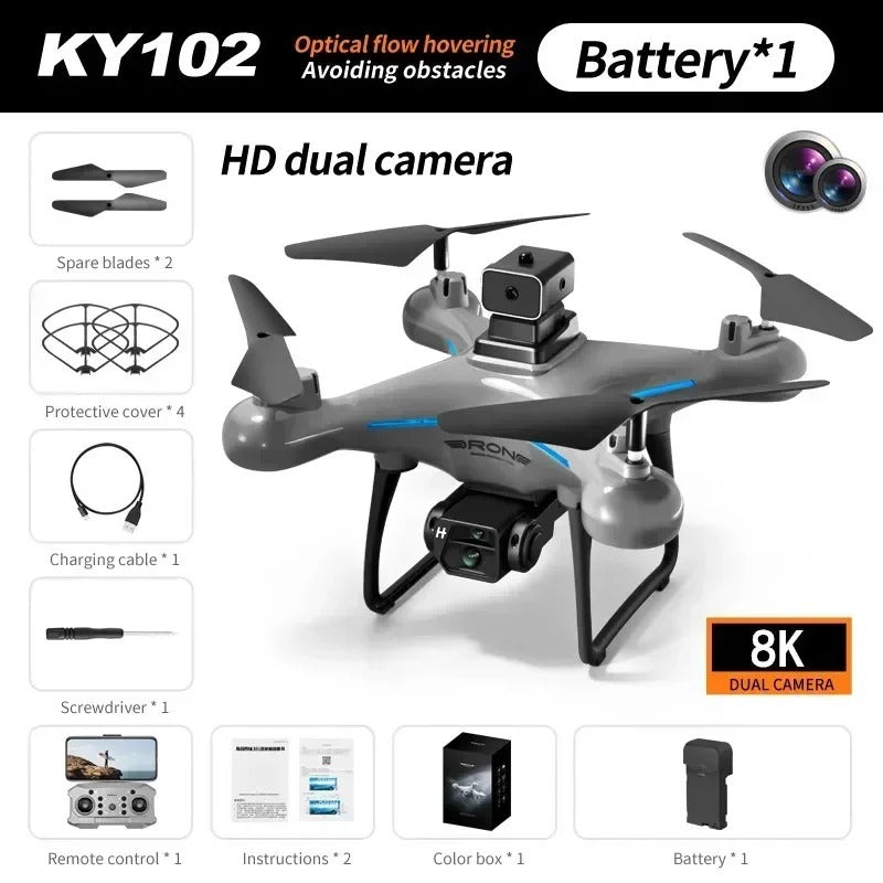 Ky102 Drone - 8K Professional Dual-Camera, 360° Obstacle Avoidance 6 Miles Range